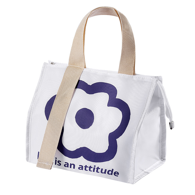 Cute Portable Women's Thermal Lunch Bags for Office Picnic Insulation Food Storage Container Bento Boxes Cooler Bag Pouch: Blue
