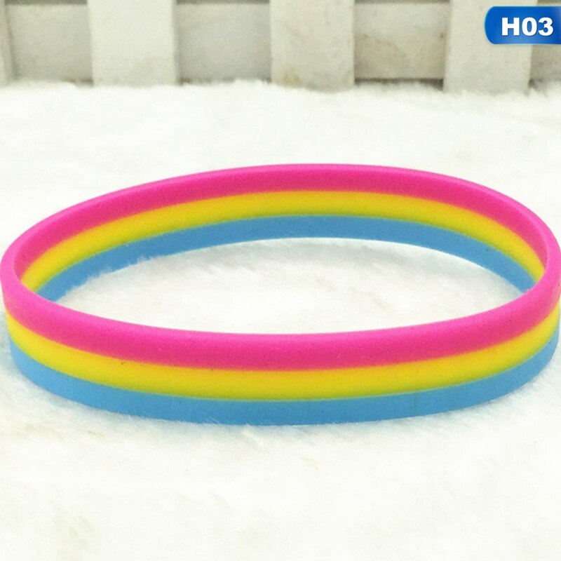 1pcs Pride Rainbow Pansexual Asexual Genderqueer Bisexual Silicone Rubber Bracelets Gay Lesbian Wristband Jewelry: 03
