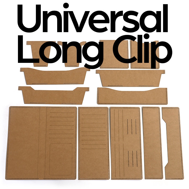 1Set DIY Kraft Paper Template Lovely Universal Long Clip Leather Craft Pattern DIY Stencil Sewing Pattern