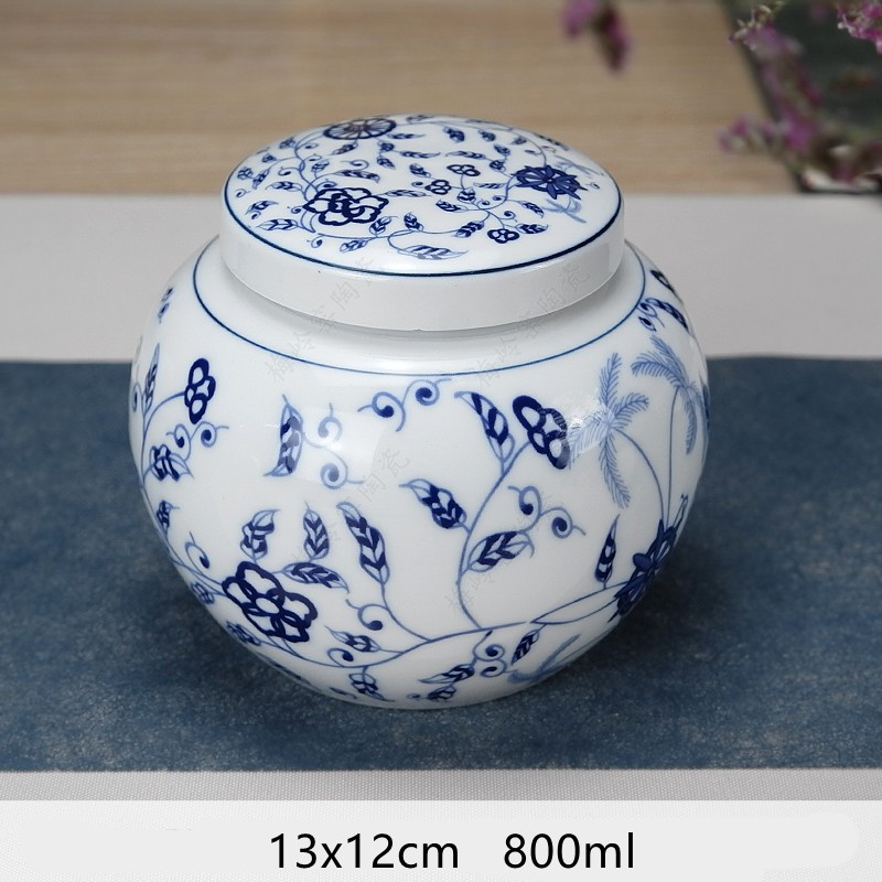 Multifunction Tieguanyin Sealed Containers Chinese Blue and White Porcelain Ceramics Tea Caddy Tea Bag Household Storage Box: E