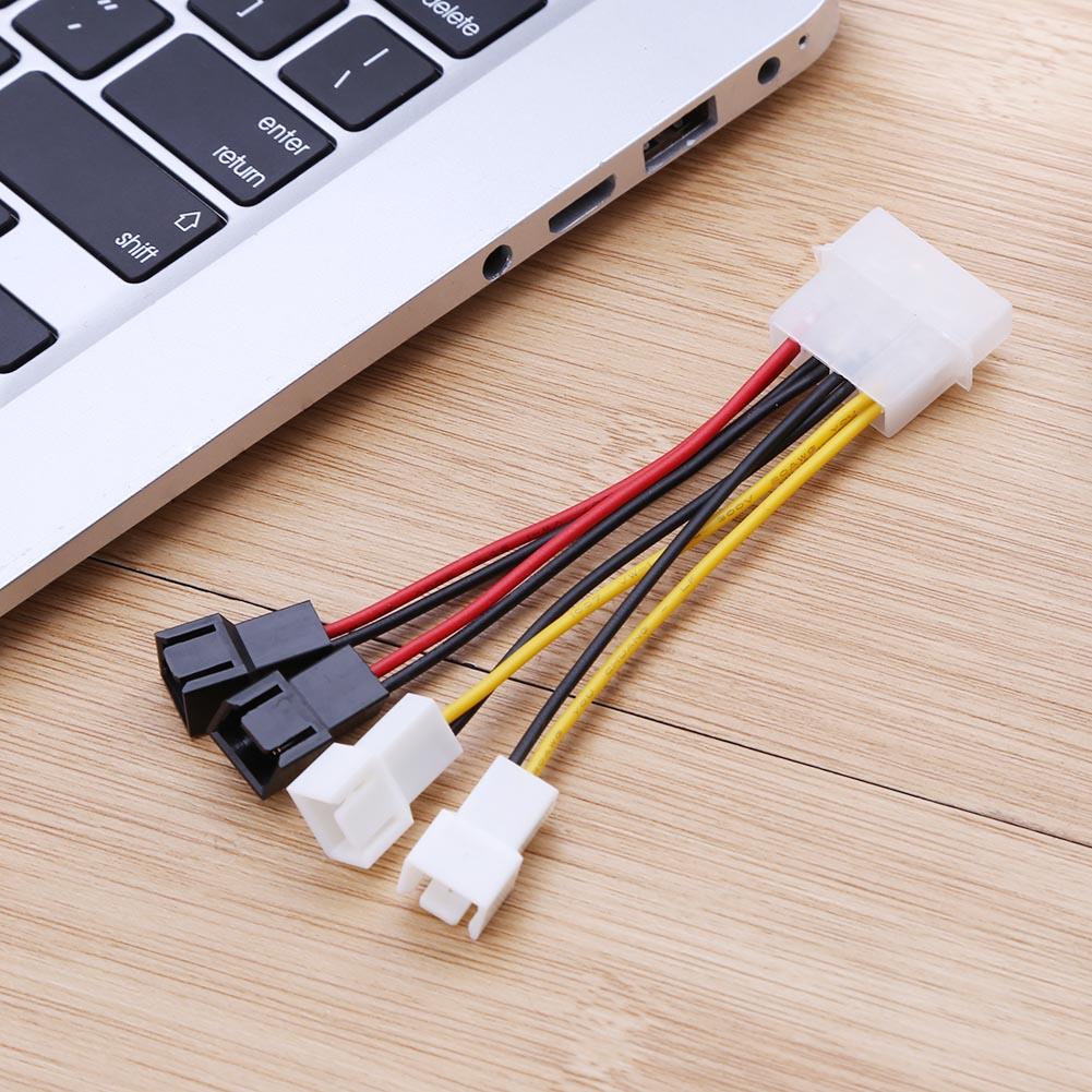1pcs 4-Pin Molex to 3-Pin fan Power Cable Adapter Connector 12v*2 / 5v*2 Computer Cooling Fan Cables for CPU PC Case Fan
