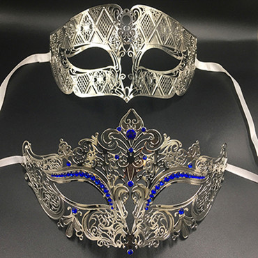 Luxus Metall Filigrane Strass Venezianischen Partei Maske Maskerade Paar Liebhaber WEIHNACHTEN Veranstaltung Hochzeit Maske viel: Silber- Blau Diamant
