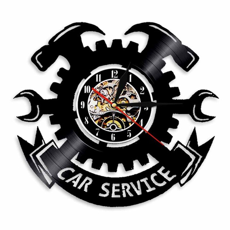 Horloge murale pour atelier de réparation automobile, disque vinyle, mécanique automobile, 7 couleurs, changement de LED,: NO LED Light