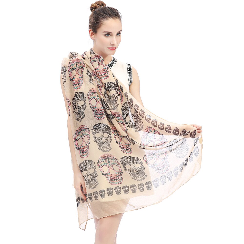 Sugar Skull Print Women's Large Scarf Shawl Wrap Accessories