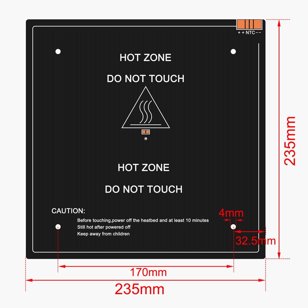 235*235*3.0mm peças da impressora 3d 1 pces preto mk3 hotbed a cama aquecida de alumínio a mais atrasada para o apoio da cama quente 24 v 220 w 235*235*3.0mm