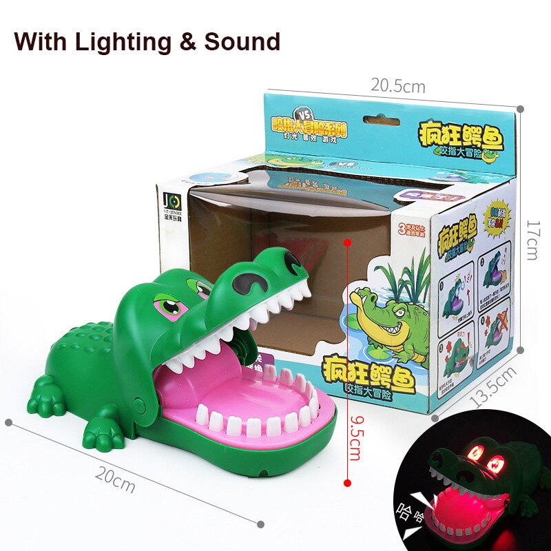 Crocodile bouche dentiste grande bouche Crocodile mordre doigt jeu drôle soulagement du Stress Gags jouets avec lumière et son enfants