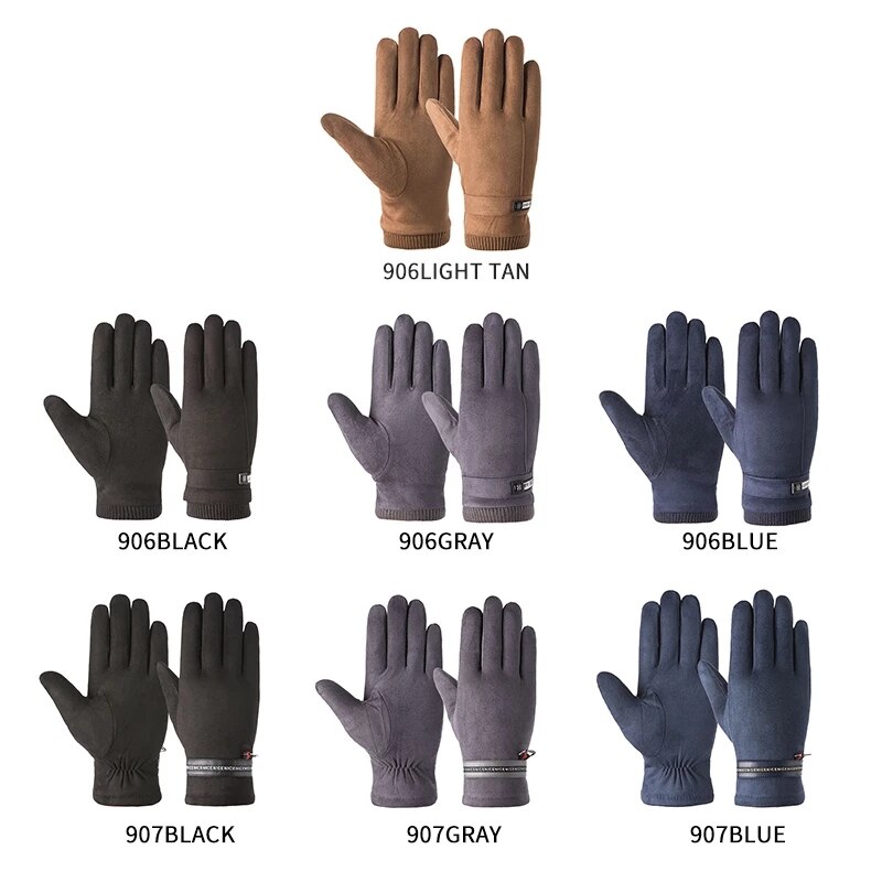 Men's Full Fingers Gloves Warm Winter Velvet Padded Touchable Warm Outdoor Cycling Gloves For Male Gloves