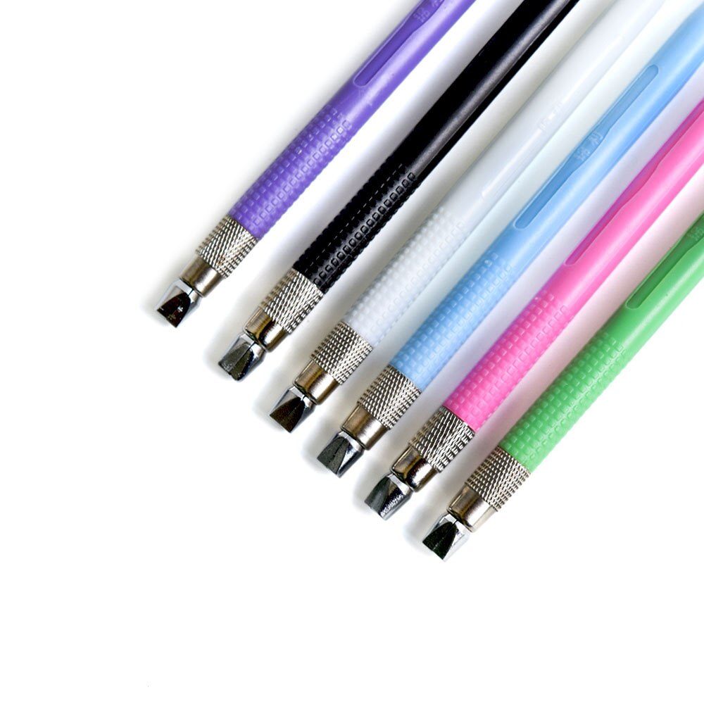 Plastic Handvat Hobby Mes Set Cutter Gereedschap Ambachten Scalpel Graver + 12 stks Blade Voor PCB Reparatie Mulit Pen Film Houtsnijwerk Tool