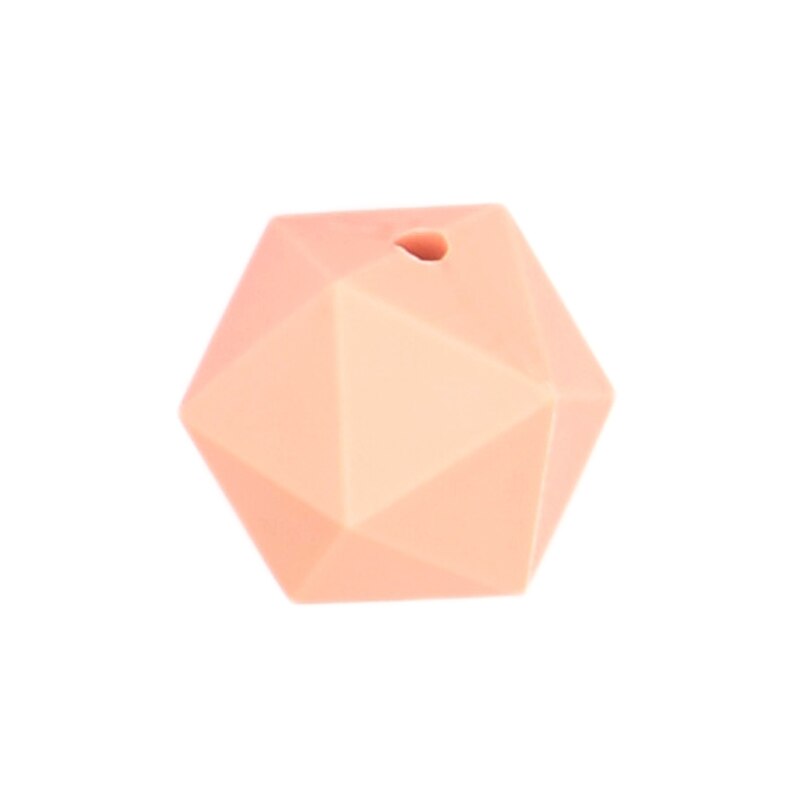LOFCA 10 części/partia kulki silikonowe do ząbkowanie naszyjnik biżuteria DIY koraliki Icosahedron lepiej niż sześciokąt: peachy