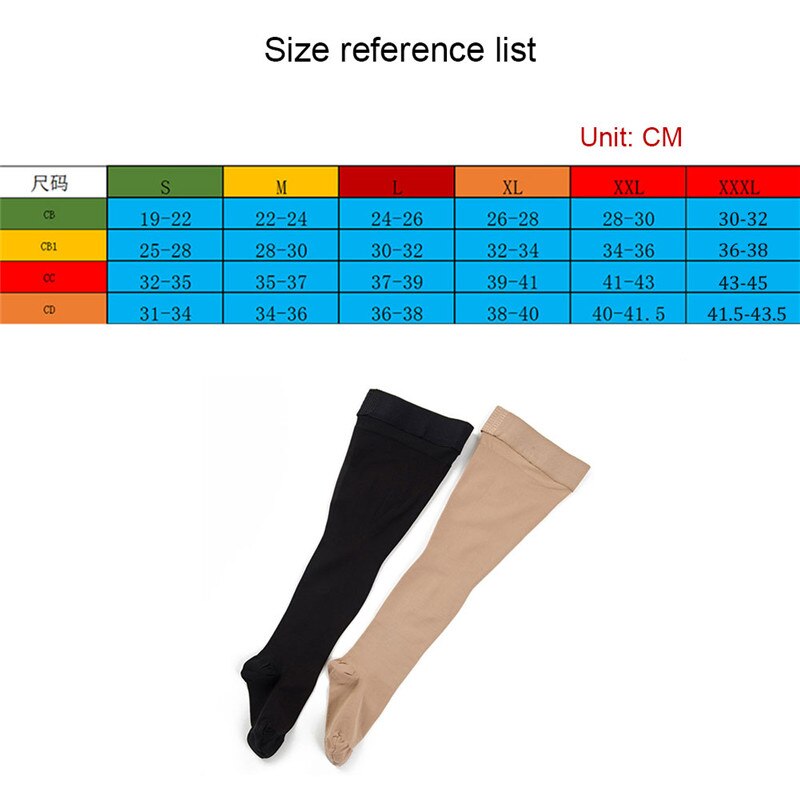 M-XXL Elastic Open Toe Knee High Stockings Calf Compression Stockings Varicose Veins Treat Shaping Graduated Pressure Stockings