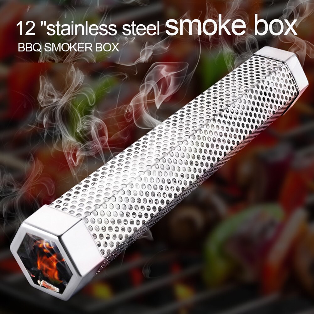 Stainless Steel Hexagon Tube Barbecue Meat Grilling Stove Wood Chips Smoker Tube Box Outdoor Household BBQ Accessories