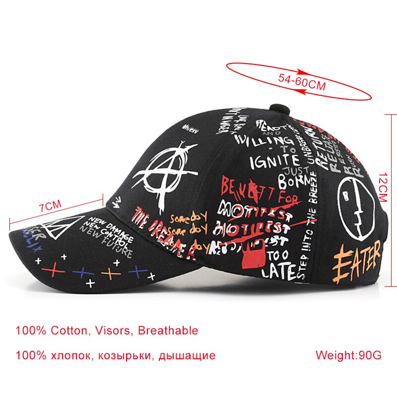 SLECKTON 100% Cotone Hip Hop del Berretto Da Baseball per Gli Uomini e Le Donne Casual Graffiti Snapback Cappello Unisex Cappelli di Moda Ha Raggiunto Il Picco Caps estate