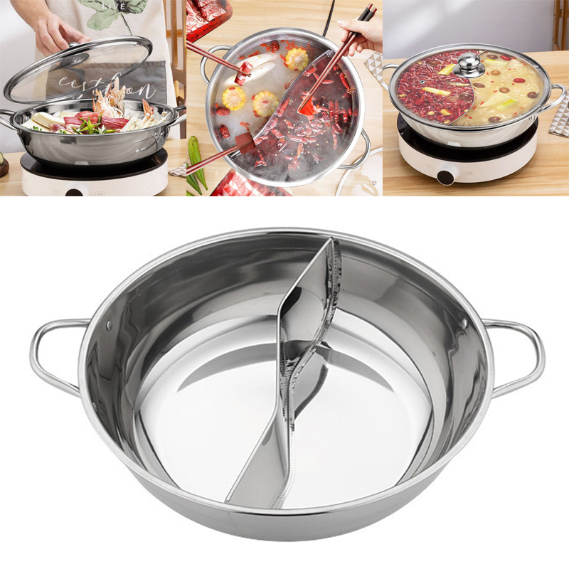 Garnek dwukomorowy ze stali nierdzewnej robić gotowania gorący pota, chińskiego gorący pota, zupy, idealny robić domu, na kemping, na imprezy kuchenne.