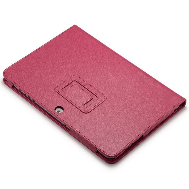 Voor Samsung Galaxy Tab 2 10.1 P5100 P5110 Tablet Case Litchi Patroon Lederen Pu Stand Folio Beschermende Huid Cover protector Film: Rose Rood