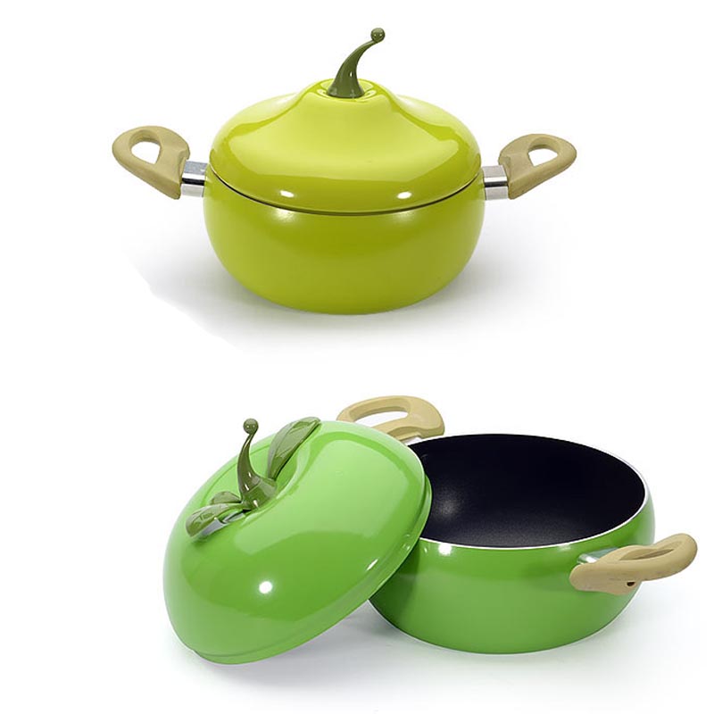 Korean Soup Pot Aluminum Non-stick Fruit Pan Tomato Eggplant Shape Cooking Pot For Both Stove Induction