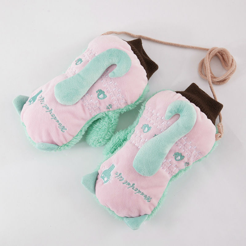 Mooie Carton Staart Vrouwen Mannen Kids Winter Handschoenen Meisjes Outdoor Houden Warm Dikke Katoenen Fitness Handschoenen Voor Studenten: pink