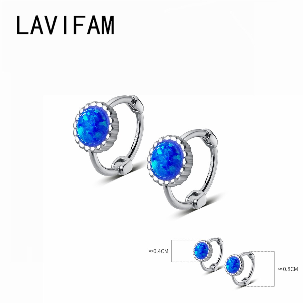 Lavifam geometrische, farbenfrohe mini-ohrringe mit synthetischem opal, ohrhaken, schlichter stil , 925 stück , sterlingsilber