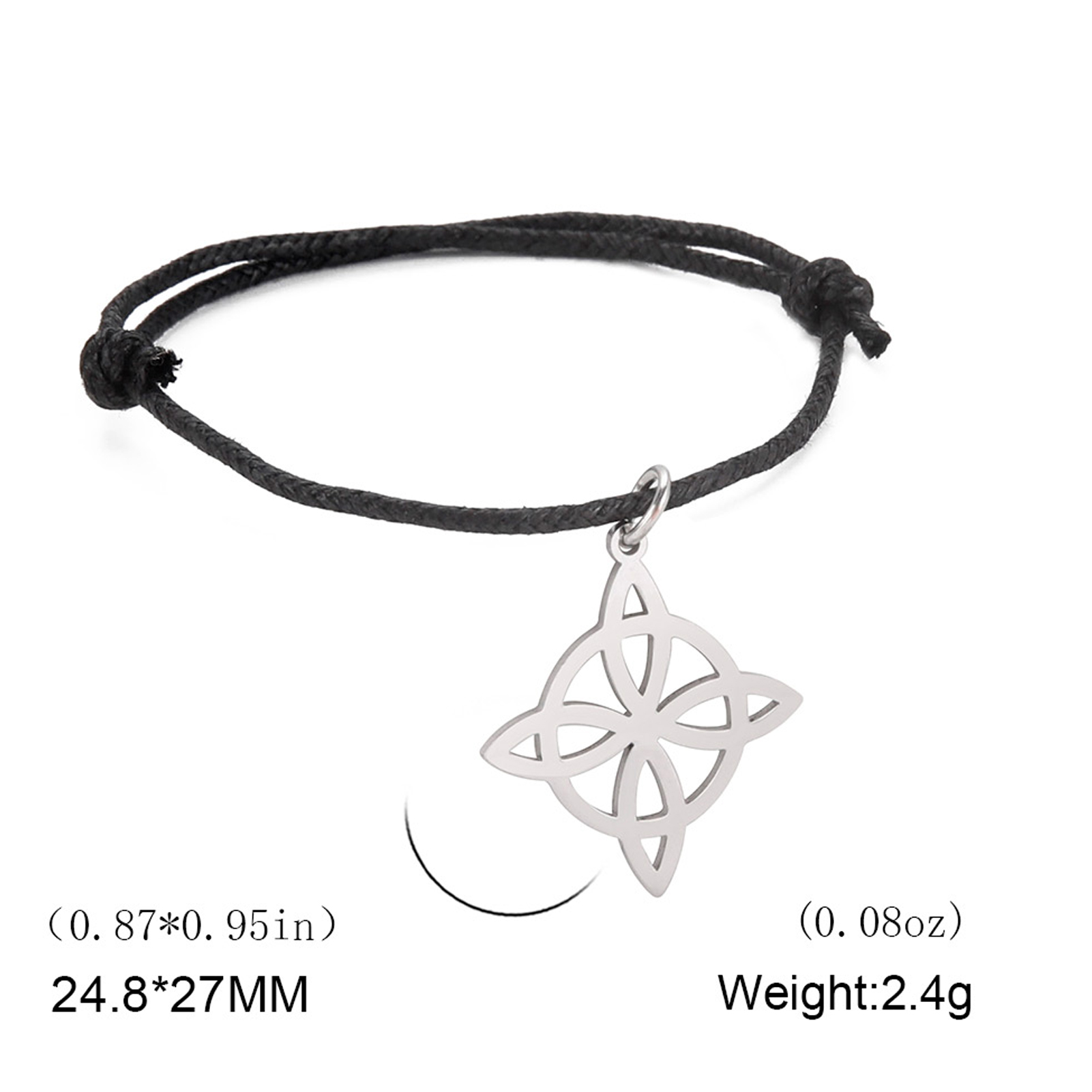 LIKGREAT Bracelet noeud de sorcière irlandaise pour femmes hommes noeud celtique réglable corde tissée bijoux acier inoxydable amulette Talisman: Vert foncé