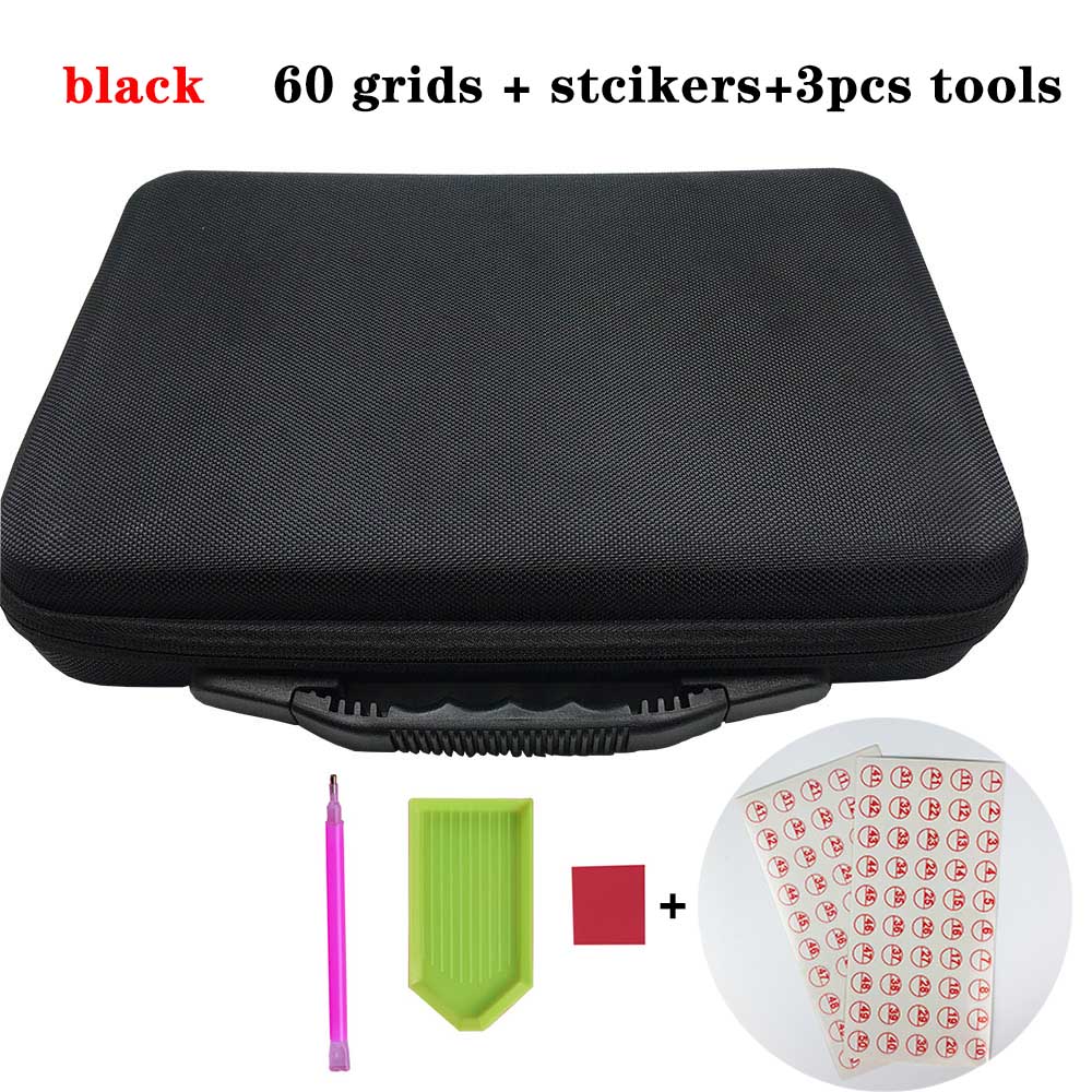 Étui de transport pour accessoires de peinture au diamant, boîte de rangement pour 60 bouteilles, sac à main pour outils de peinture au diamant: Noir -60 bouteilles