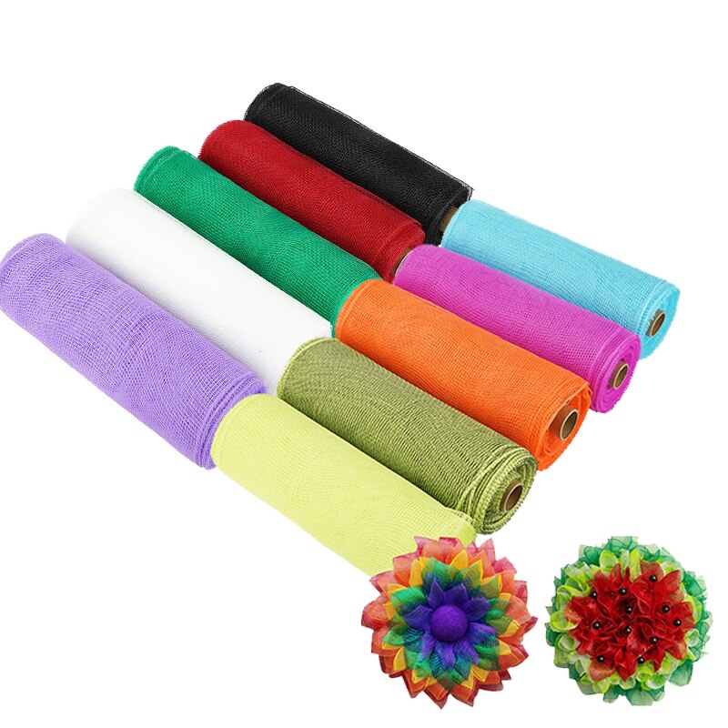 10 Yards/Roll（260mmx90mm) Deco Poly Mesh Ribbon Flower Packaging Decorative Ribbons for Wreaths Swags Bows Wrapping