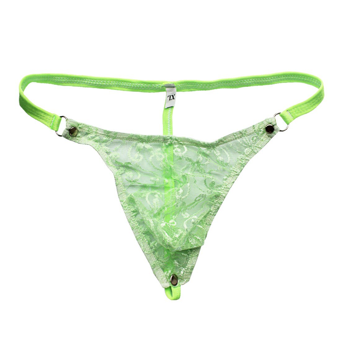 Menn sexy bugle veske blonder bikini undertøy herre blonder gjennomsiktige truser undertøy homofil sissy truser t-rygg stropp g-string thong: Grønn / L