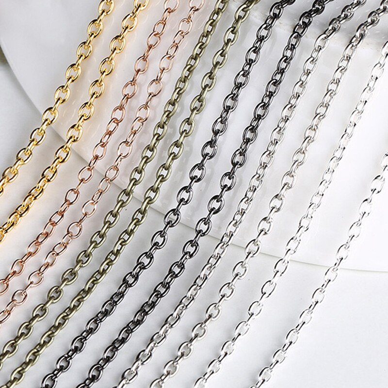 5meter Gold Silber Farbe Eisen Metall Oval Kreuz Erweiterung Halskette Kette Für Schmuck Machen DIY Handwerk Ergebnisse Liefert