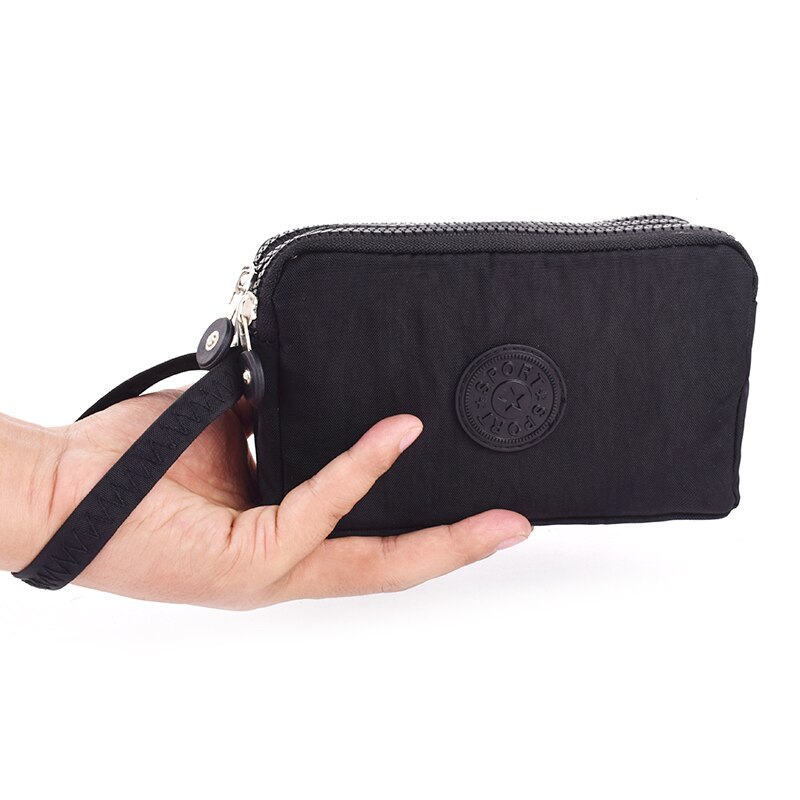 Três zíper feminino bonito moeda bolsa de embreagem para chaves cartões de dinheiro telefone carteiras senhora organizador bolsa grande capacidade meninas bolsas