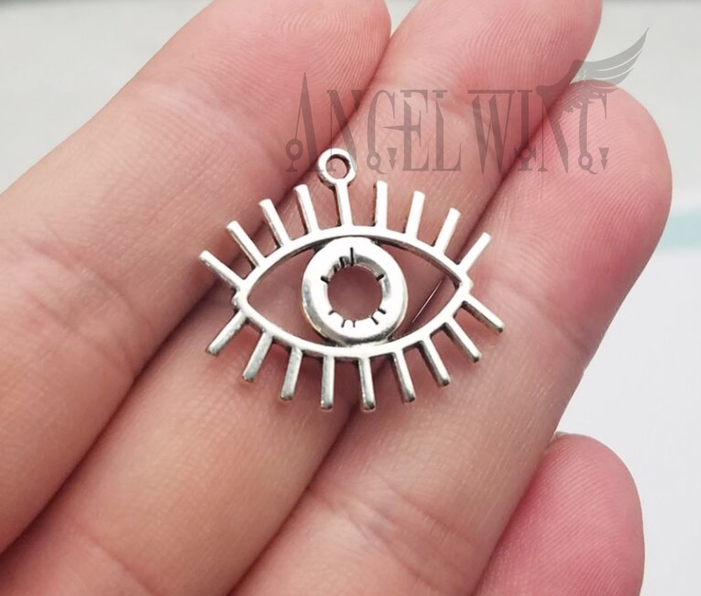 20pcs/lot--25x22mm,eye chams, Antique silver plated Hollow Eye charms,DIY supplies, Jewelry accessories