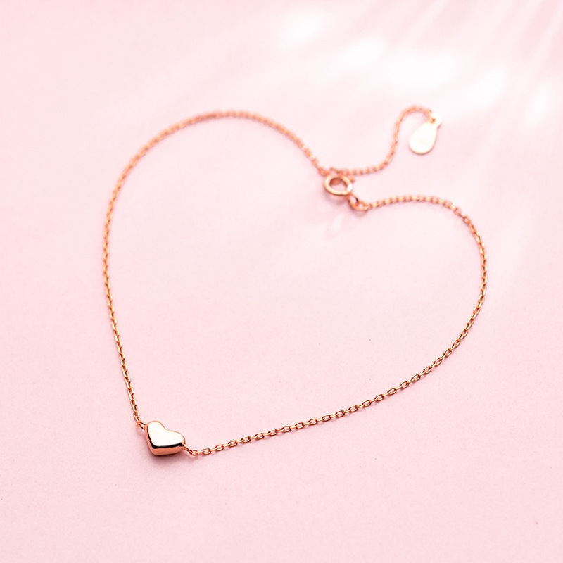 100% 925 schlichte herzketten aus sterlingsilber, roségoldfarben, für damen, hochzeitsschmuck