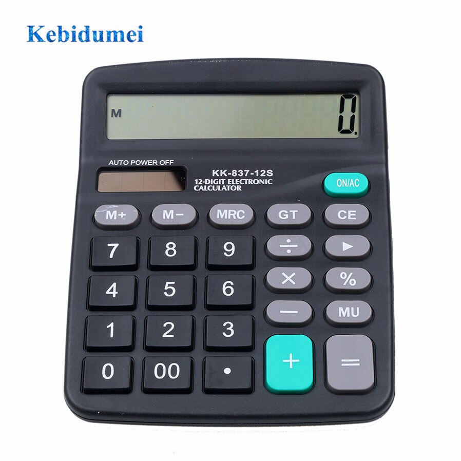 Calculadora electrónica portátil 2 en 1 para oficina, herramienta comercial, batería o Solar, botón grande de 12 dígitos