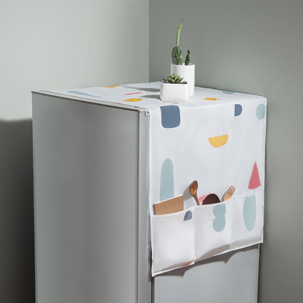 1 stk køleskabsklud køleskabsstøvbetræk pastoral dobbelt åbent håndklæde vaskemaskine betræk håndklæde med sideopbevaringspose