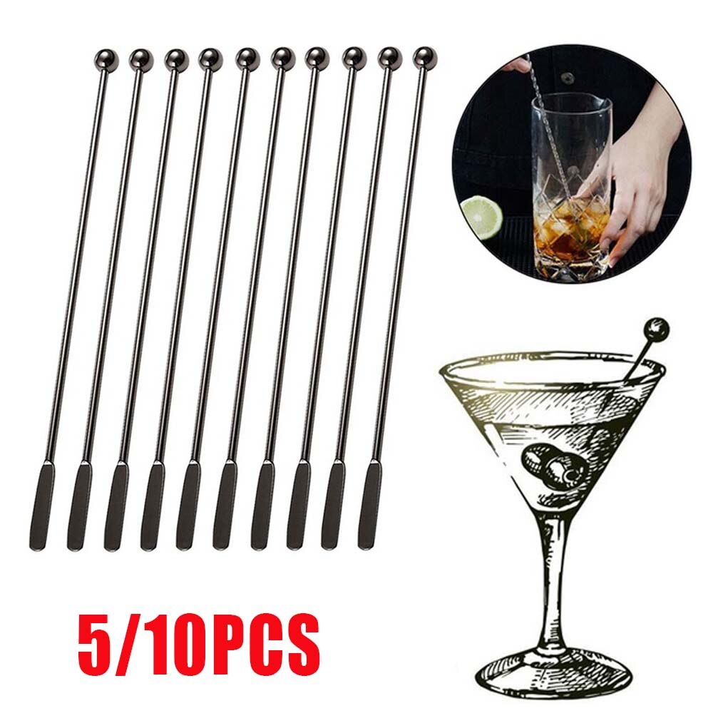 5Pcs 19Cm Rvs Mengen Cocktail Stirrers Sticks Voor Wedding Party Bar Swizzle Drink Mixer Bar Muddler