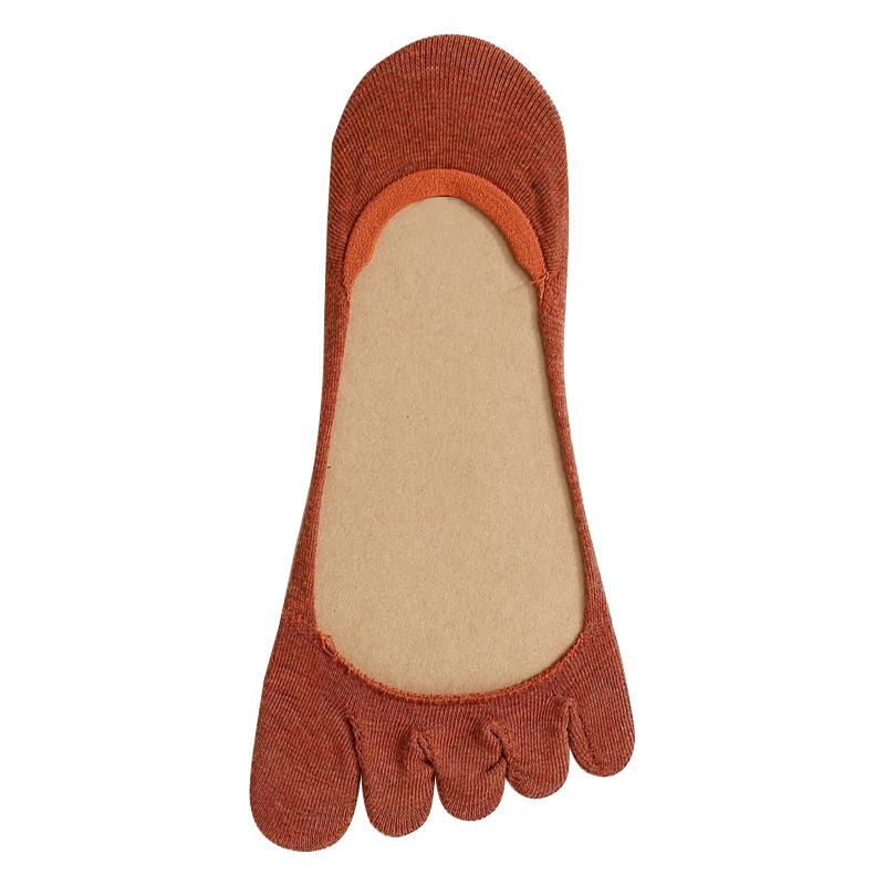 Calcetines de algodón de cinco dedos para mujer, medias invisibles de algodón, de silicona, antideslizantes, de verano