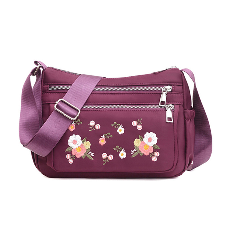 Casual Waterproof Oxford Shoulder Bags For Women Mother Crossbody Embroidered Handbag Purse Female Messenger Bag: MULTI