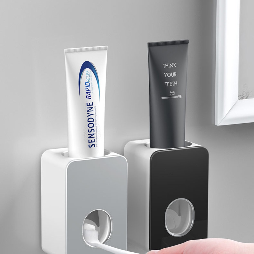 Dentifricio Spremi Distributore Automatico di Dentifricio Spazzolino Da Denti a prova di Polvere Spazzolino Da Denti Supporto di Montaggio A Parete Del Basamento Bagno di Prodotto