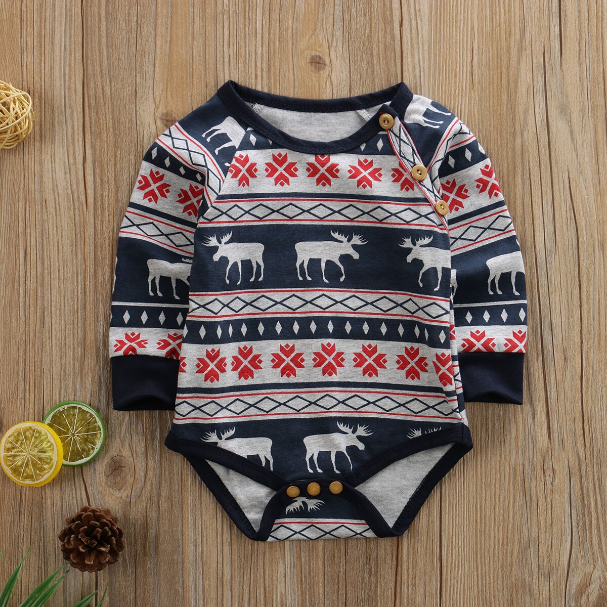 Baby Autumn Winter Clothing Newborn Infant Baby Girls Boys Christmas Bodysuit Coat Jumpsuit Long Sleeve Playsuit Clothes: Navy Blue / 18M