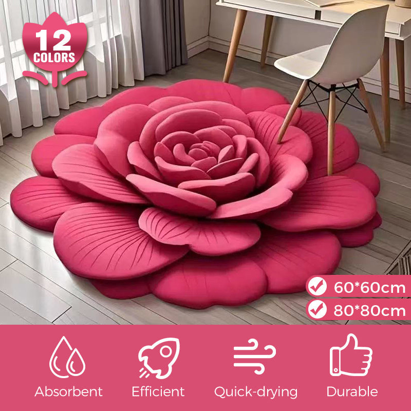 3D Fresh Flower Pattern Door Mats Alien Dirt-resistant Floral Plush & Diatomaceous Earth Floor Mat Bathroom Absorbent Anti-slip