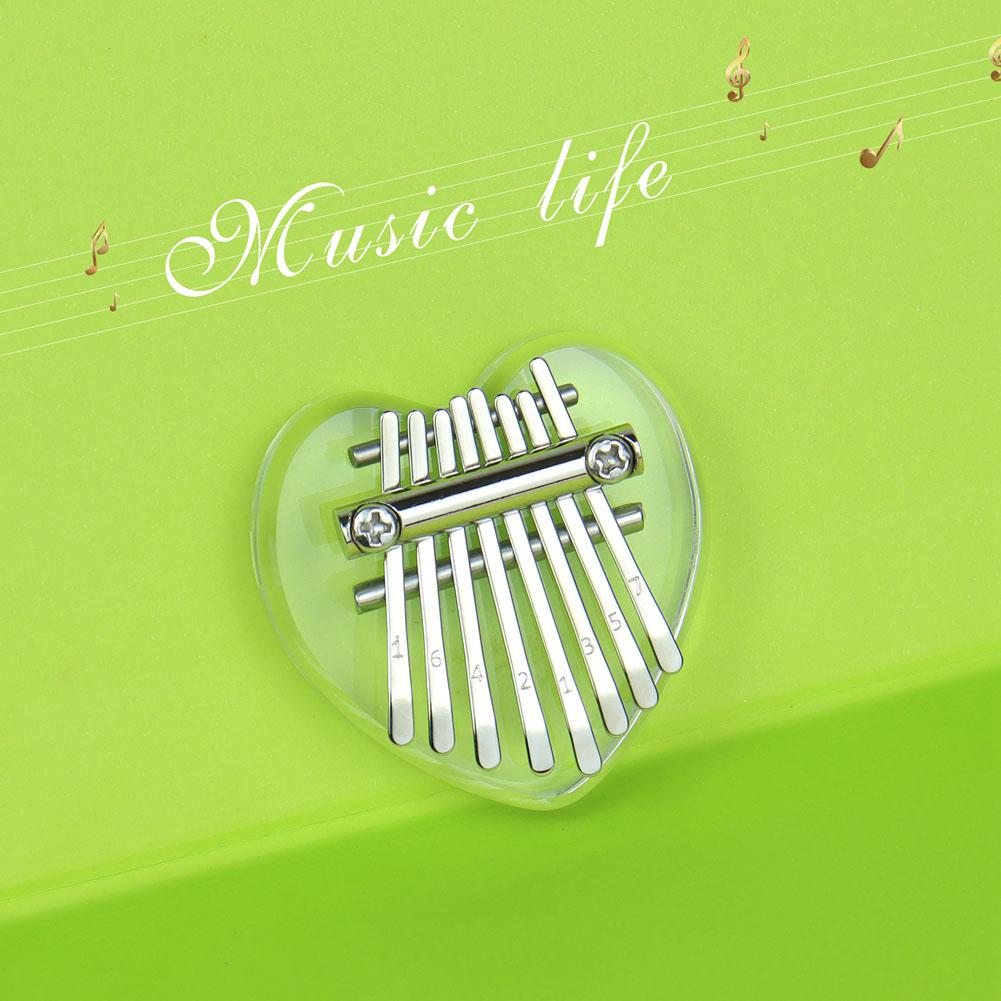 Mini Acrylic Kalimba 8-tone Crystal Heart Shape Kalimba Thumb Piano