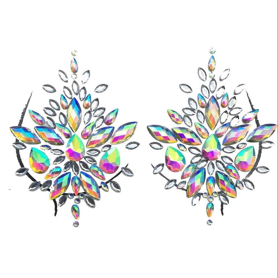 Maskerad ansiktsdekoration gör-det-själv smycken akryl strass festivalfest tillfällig tatuering ansiktsklistermärken för kvinnor: Xt012
