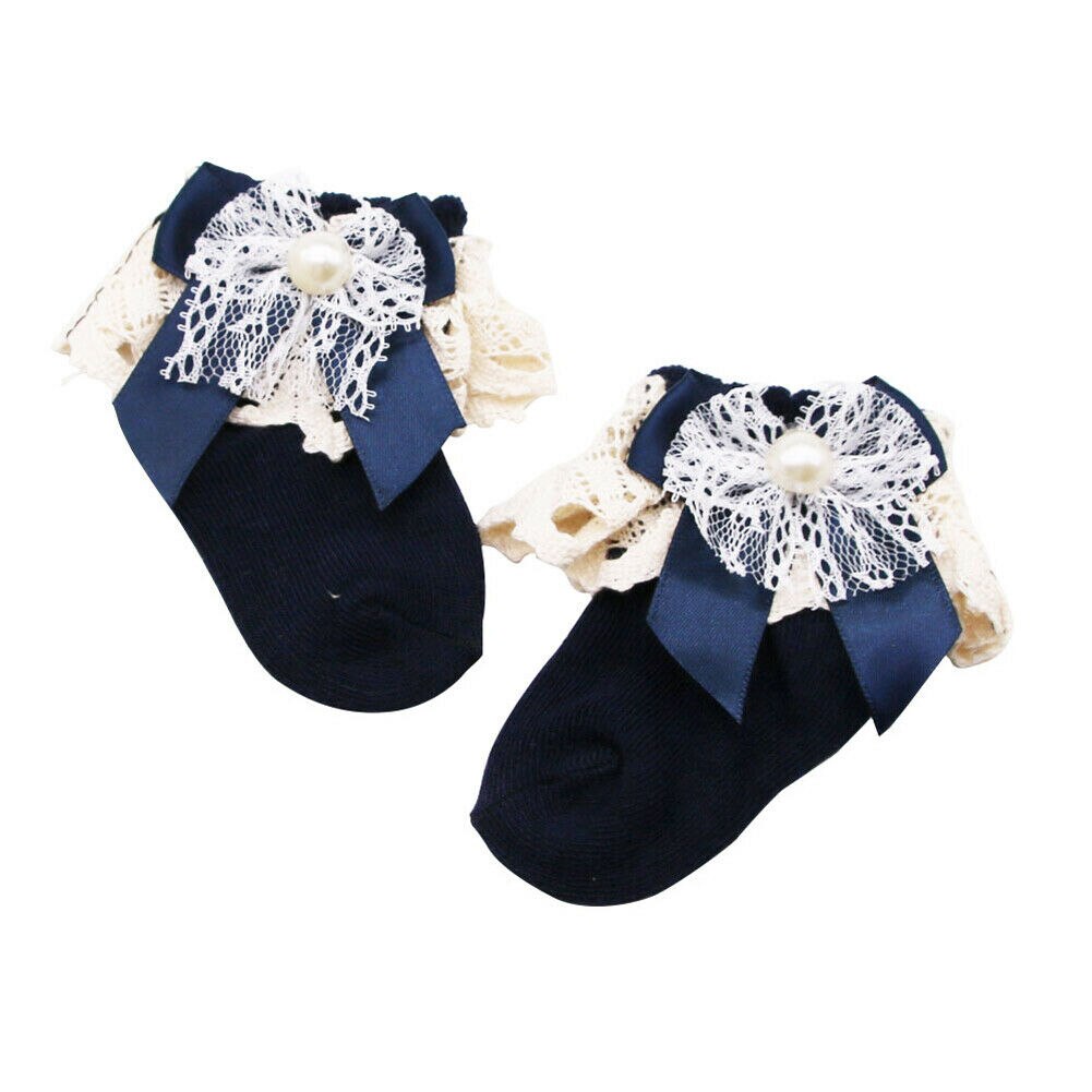 4 kleuren Leuke Meisje Baby Sokken Enkel Fancy Lace Ruffle Stroken Prinses Katoen Schoonheid Korte Sokken