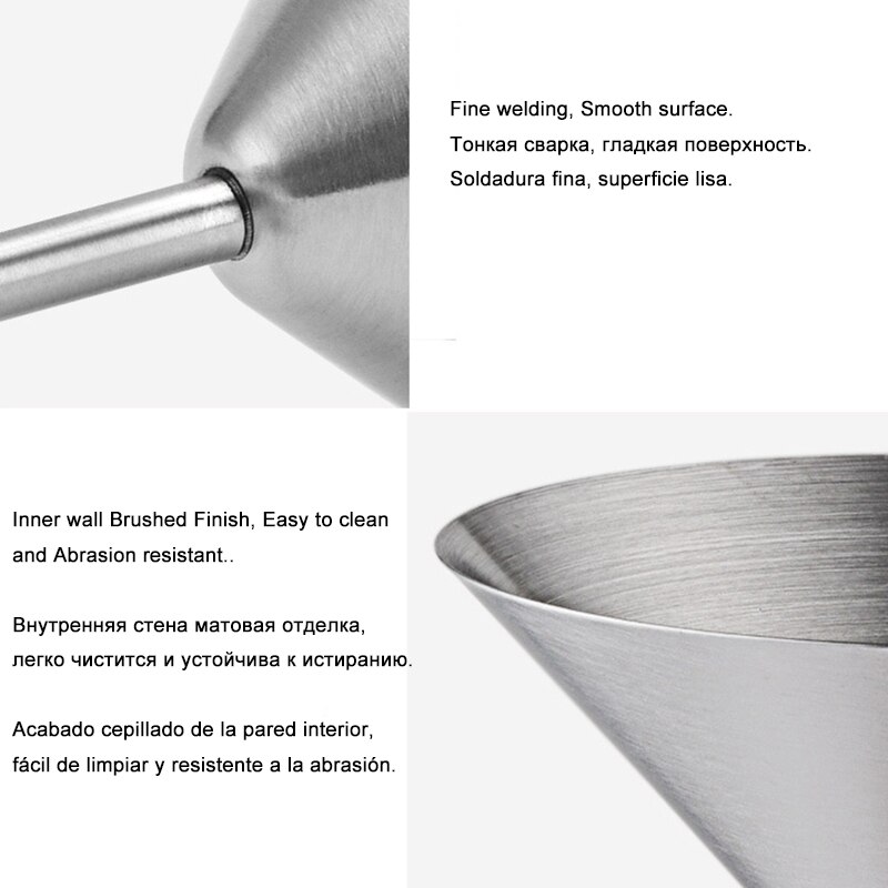 304 Stainless Steel 240ml 8OZ Martini Cocktail Cups High Heel Metal Wine Glass for Bar KTV Champagne