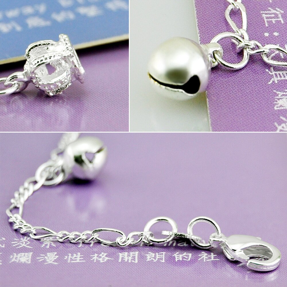 Dankadi 100% 925 sterling silver shiny Crown bell ladies`anklets jewelry women anklet girl