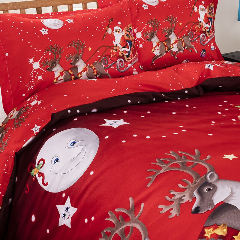 King size jule sengetøj sæt børn festival dynebetræk sæt dobbelt dobbelt dronning rød julemanden dynetæpper ingen lagen