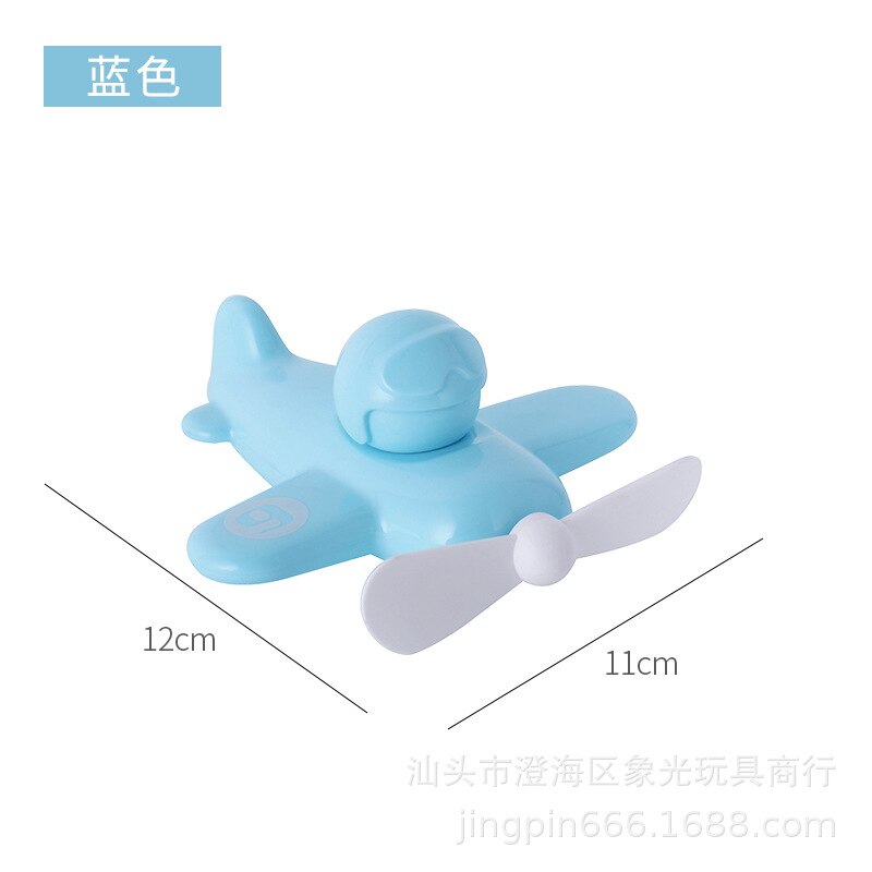 Simple Airplane Fan Cute Handheld Airplane Electric Fan Usb Charging Portable Desktop Mini Airplane Fan Multifunctional Toy: blue