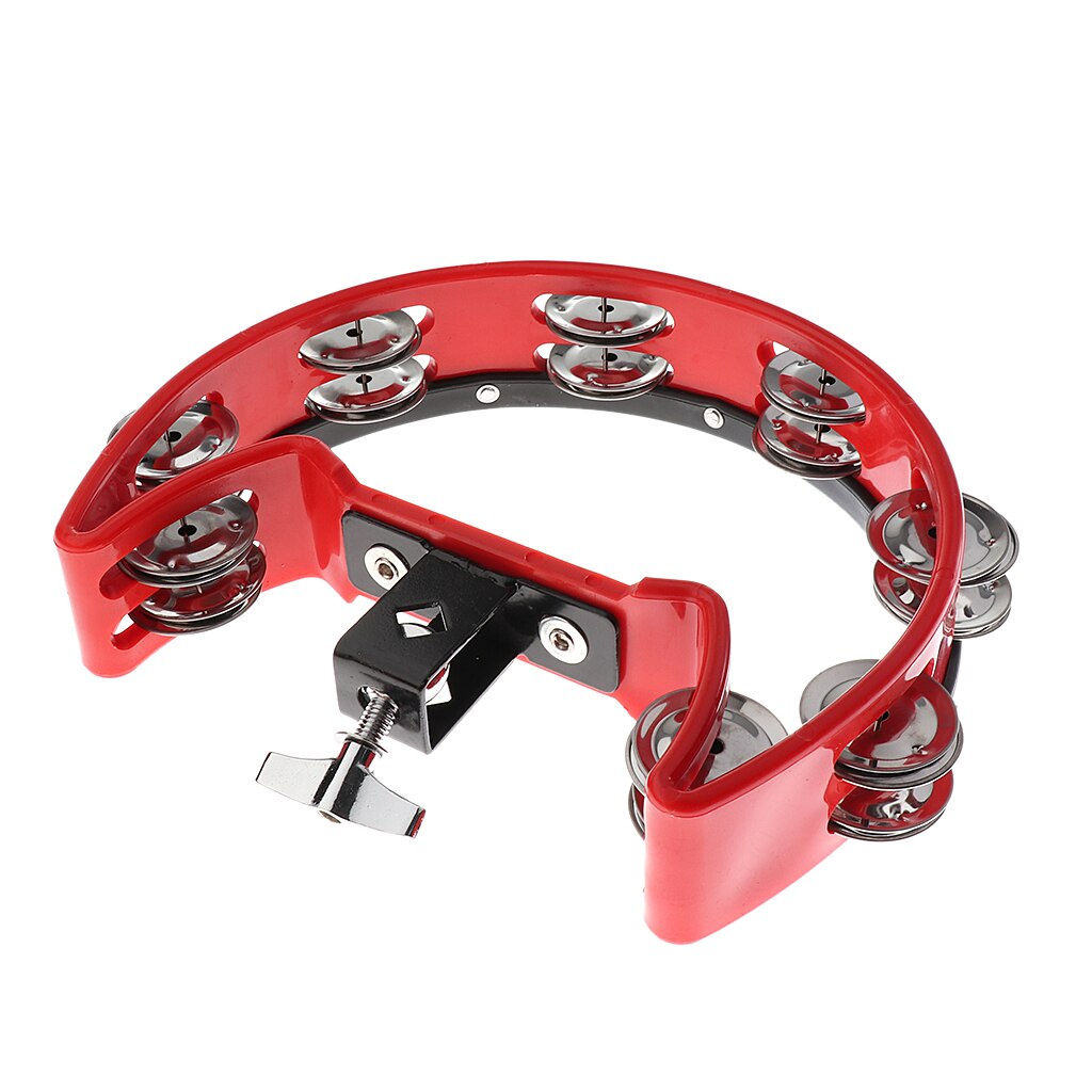 4 Pairs of Jingles Tambourine Rattle Percussion Instrument Accompaniment Handbell Shaker Percussion Parts Tambourine with Steel: Red