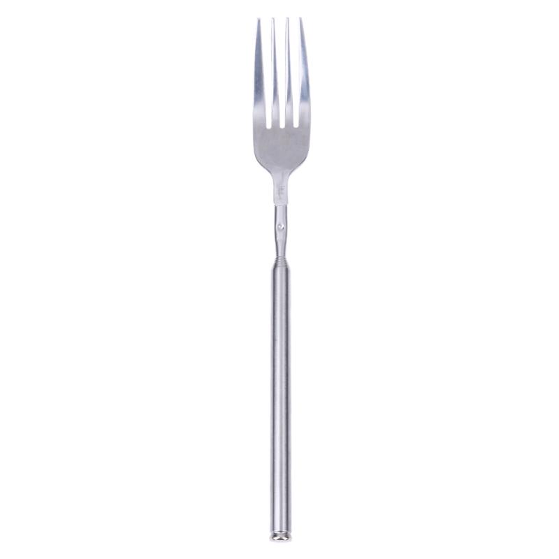 Tenedor largo extensible de 22-64cm para fruta de cena, postre, tenedor telescópico de acero inoxidable, cubiertos, utensilios de cocina, accesorios para barbacoa