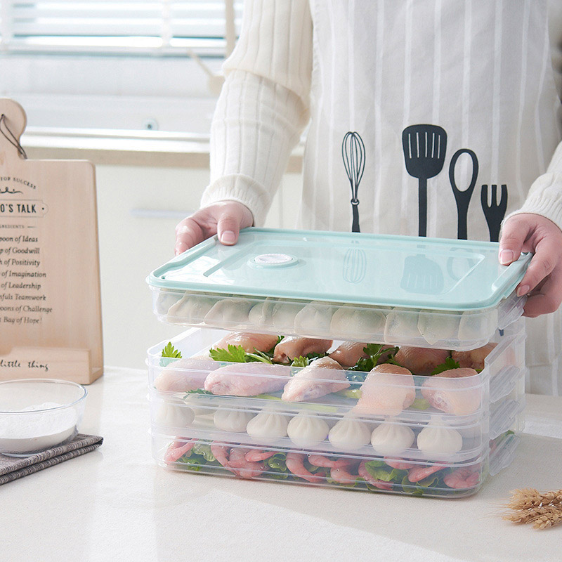 Multi-Layer Refrigerator Storage Container Plastic Box Food Dumplings Airtight Home Organizer Grains Beans Box Kitchen Organizer