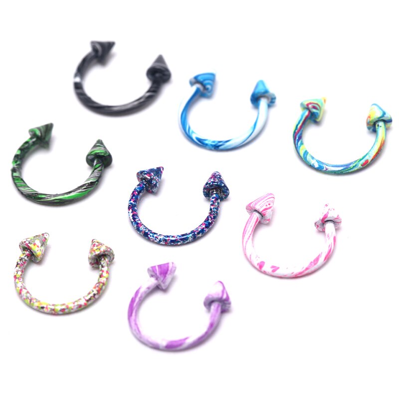 8Pcs/Set Stainless Steel Eyebrow Helix Piercing Labret Piercing Nose Ring Earrings Tragus Barbell Piercing Lengua Body Jewelry