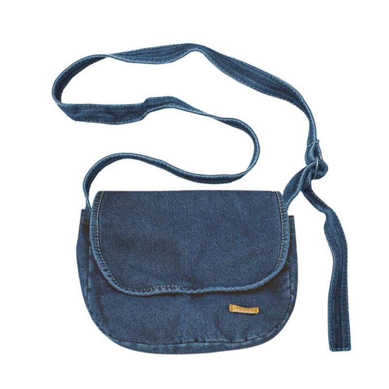 Retro klassieke Schoudertas Canvas Messenger Effen Kleur Herbruikbare Denim Schouder Crossbody Tas Toevallige Portemonnee voor Vrouwen: Dark Blue