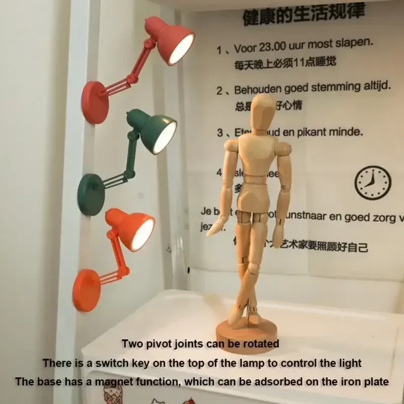 mini ledet nattleseboklys sammenleggbar bordlampe sovesal soverom sengegavl lys hjem dekorasjoner dukkehuslampe